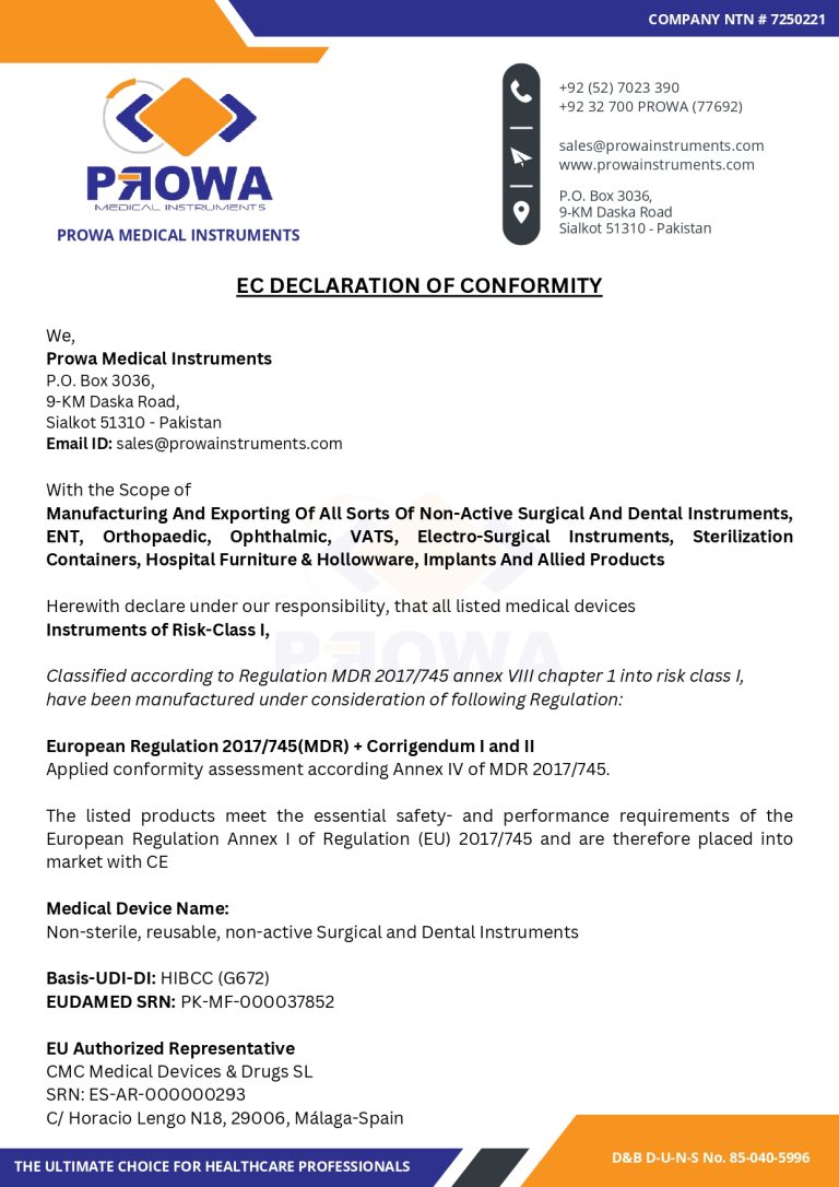 EC Declaration of Conformity (EU MDR 2017-745) - Prowa Medical Instruments_pg01