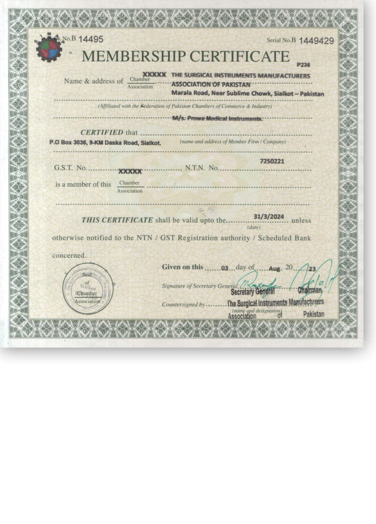 SIMAP Membership Certificate