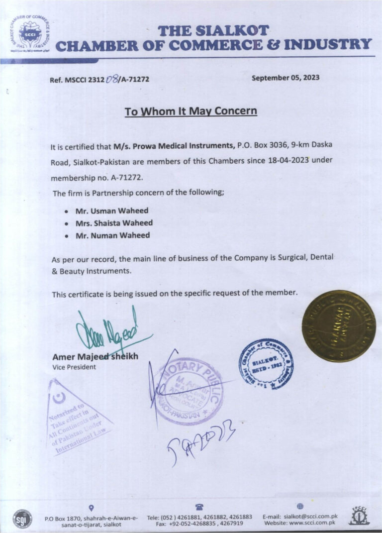SCCI Company Profile - Prowa Medical Instruments