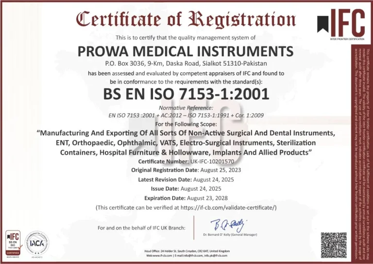 ISO 7153-1 _ Prowa Medical Instruments